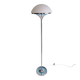 Modernist floor lamp in chrome metal and satin glass, 1960.