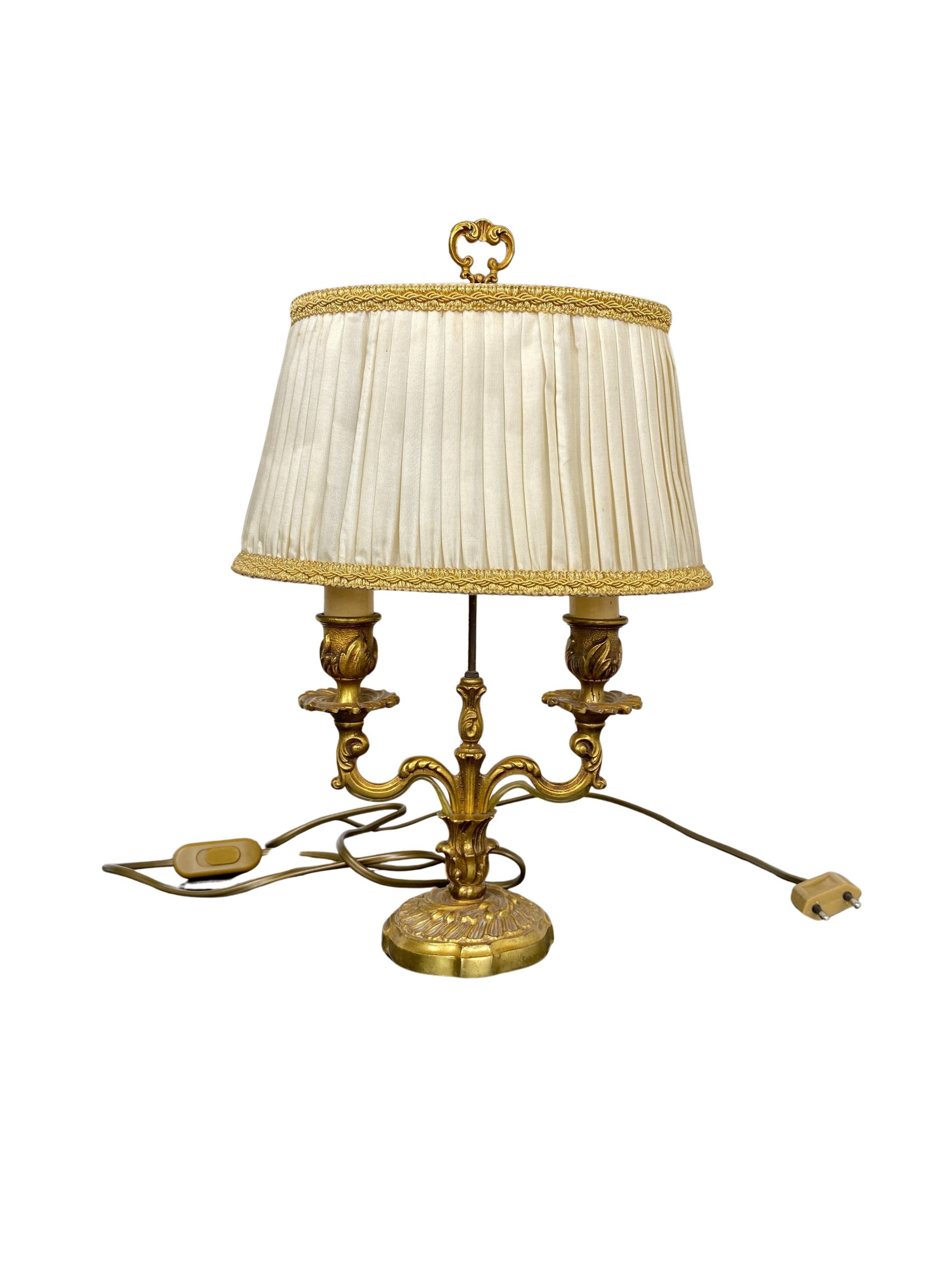 Neoclassical gilt bronze bouillote lamp, 19th century