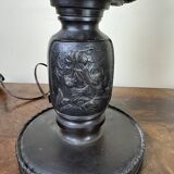 Japan Meiji period: Pair of patinated bronze candlesticks circa 1880