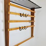 Rare coat rack by Carl Auböck with hat rack, cabinet, brass, walnut and beech, 1950s.