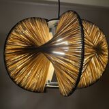 Lampe rustique portugaise en bois noir, années 1960