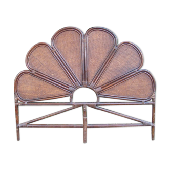 Tête de lit rotin et cannage ancienne