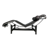 Chaise longue LC4 en cuir noir par Le Corbusier pour Cassina, années 1980