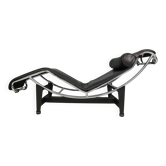 Black leather LC4 chaise longue by Le Corbusier for Cassina, 1980s