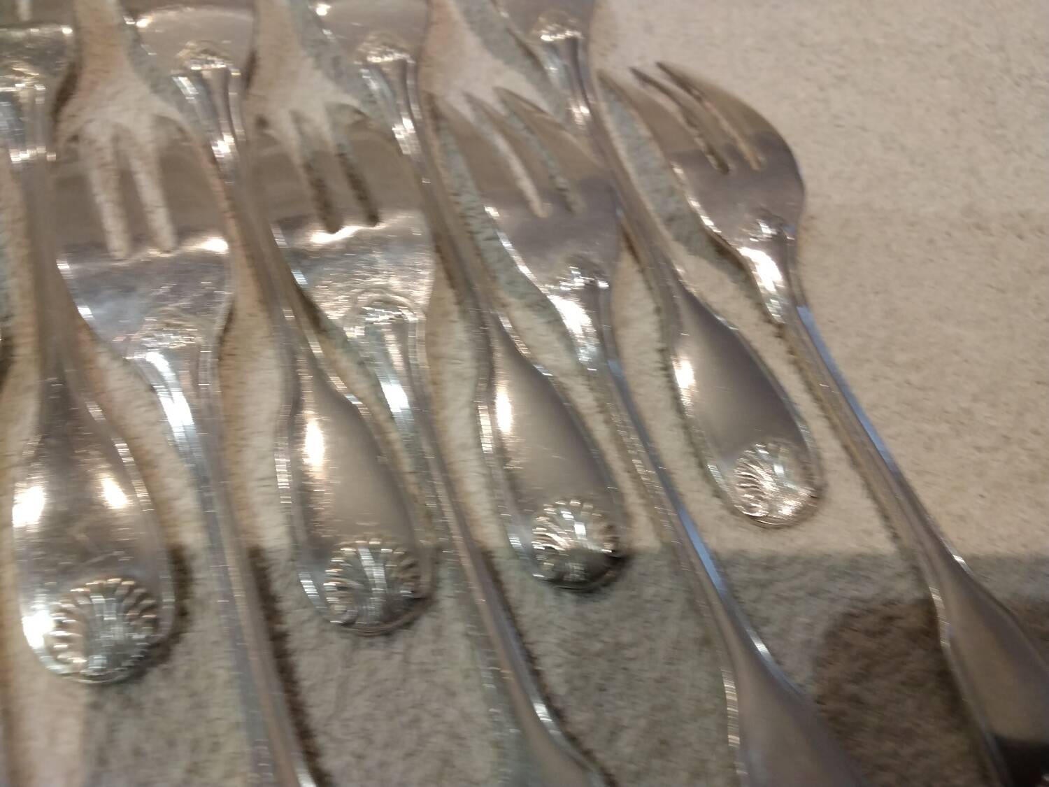 12 silver-plated cake forks, Christofle Vendome goldsmith