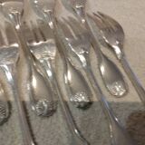 12 silver-plated cake forks, Christofle Vendome goldsmith