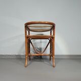 Rattan / bamboo balcony side table / chairs set 1970s
