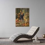 Peinture italienne à l'huile sur cuivre "Expulsion des marchands du temple"