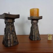 Large Brutalist German Bronze Candleholders, 1960s, Set of 2