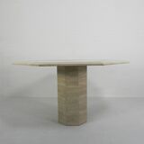 Table de salle à manger à 8 côtés en travertin du milieu du siècle, 1970