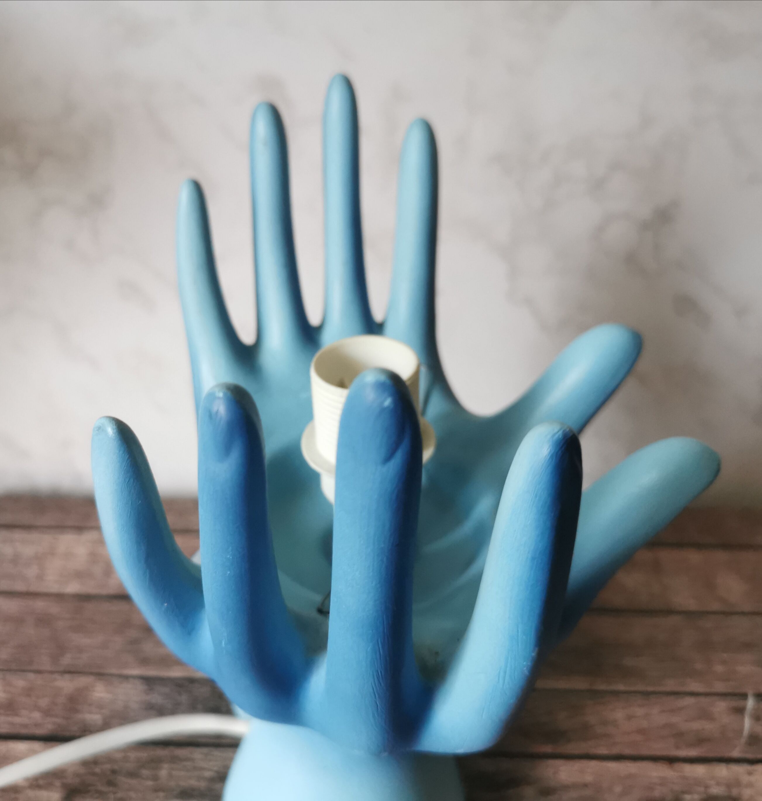 Blue ceramic hand lamp