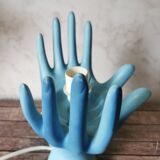 Blue ceramic hand lamp