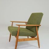 Vintage wild green bouclé armchair design by H.Lis