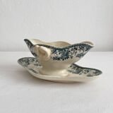 Opaque ironstone sauce boat "Bouquets of roses" from Gien