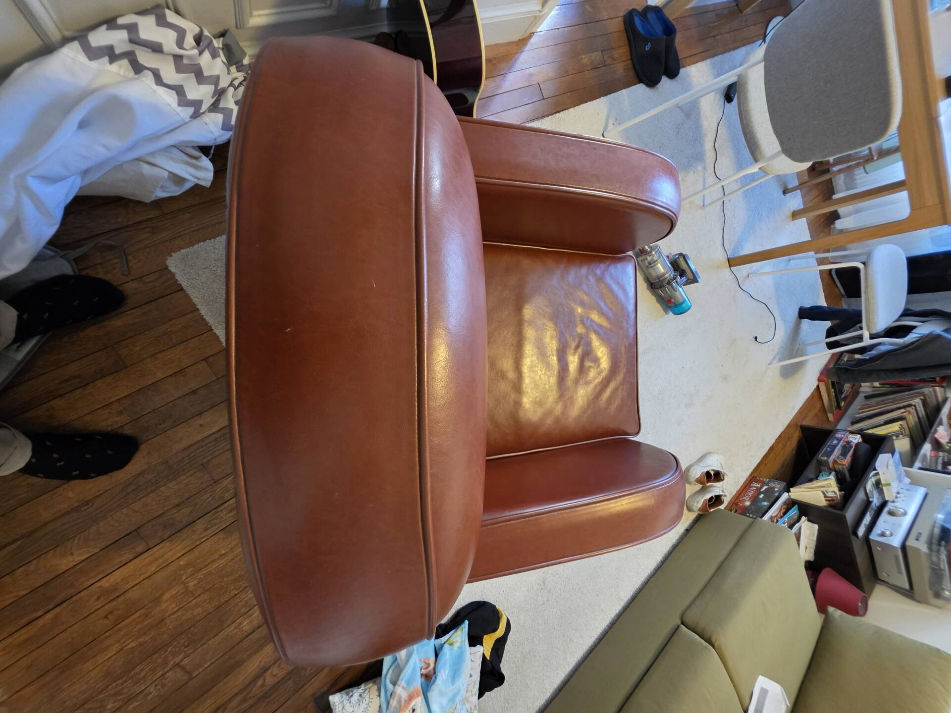 Cognac leather club armchair