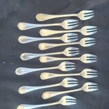 12 Christofle Dessert Forks Mle Crossed Ribbons Silver-Plated Metal