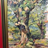 Oil on cardboard View of a Chapel ST Tropez? signed A. Adam 1960