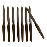 Set of 8 Scandinavian table knives 1960 wooden handle