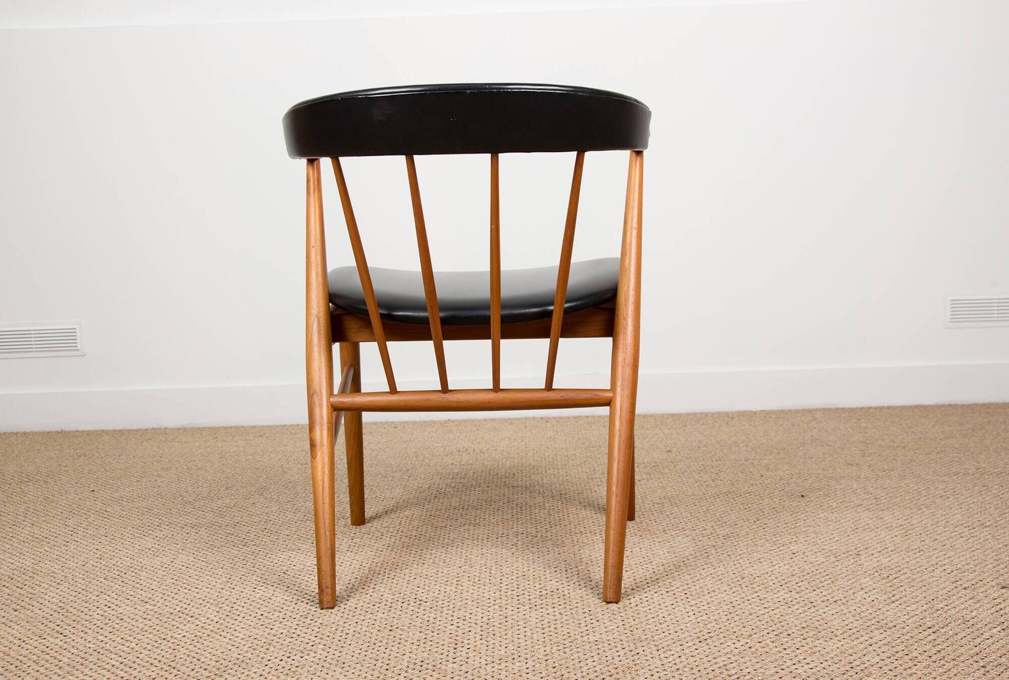 Danish armchairs in teak and skai by Helge Sibast for Sibast 1955.
