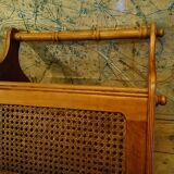 Oak caned magazine rack