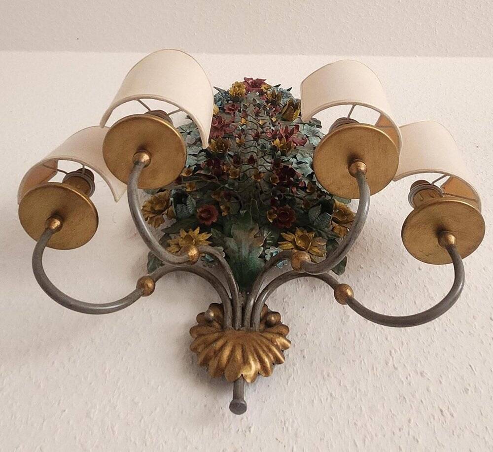 XL Large 2 Light polychrome vintage Ciani Firenze wall lamp, Italy 1970s