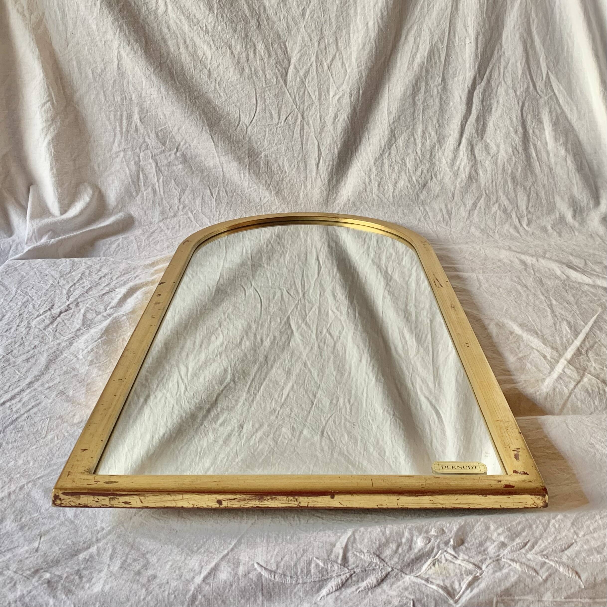 Deknudt vintage arch mirror in gilded wood - height: 79 cm