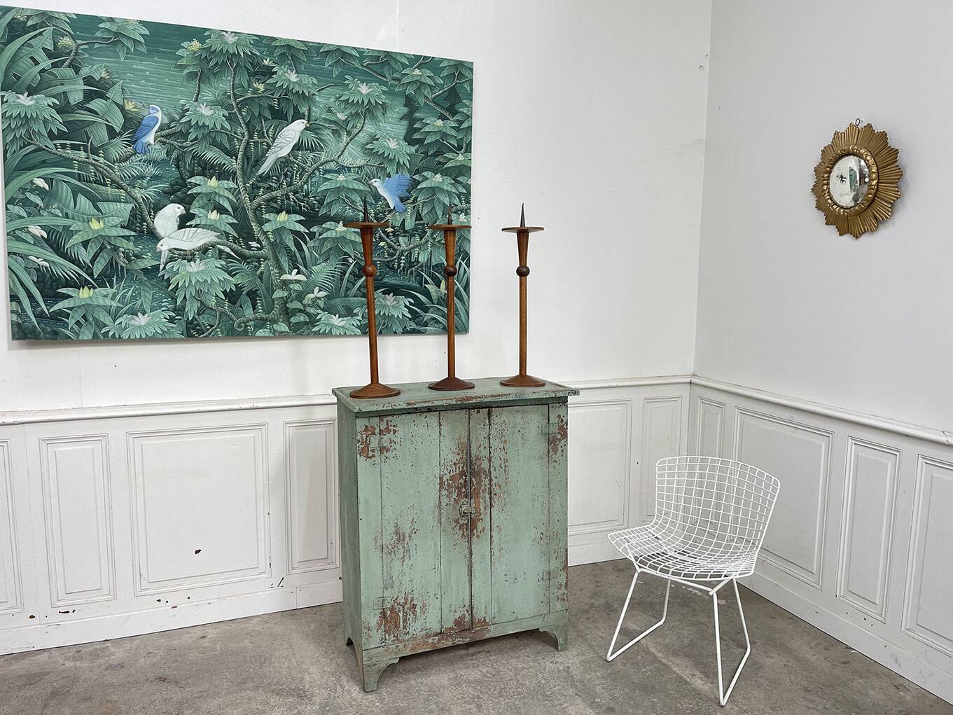 Parisian buffet 1900 greenish-blue patina