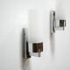 Pair of vintage metal and opaline wall lamps