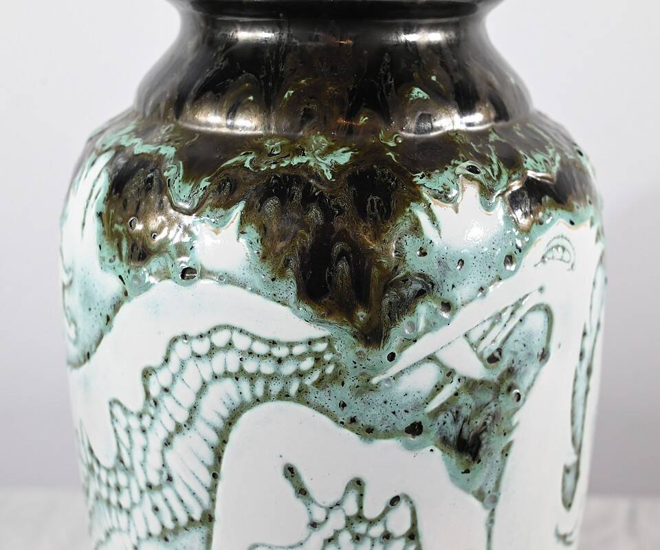 “Les Pélicans” vase, signed L. Alaurant – 1950