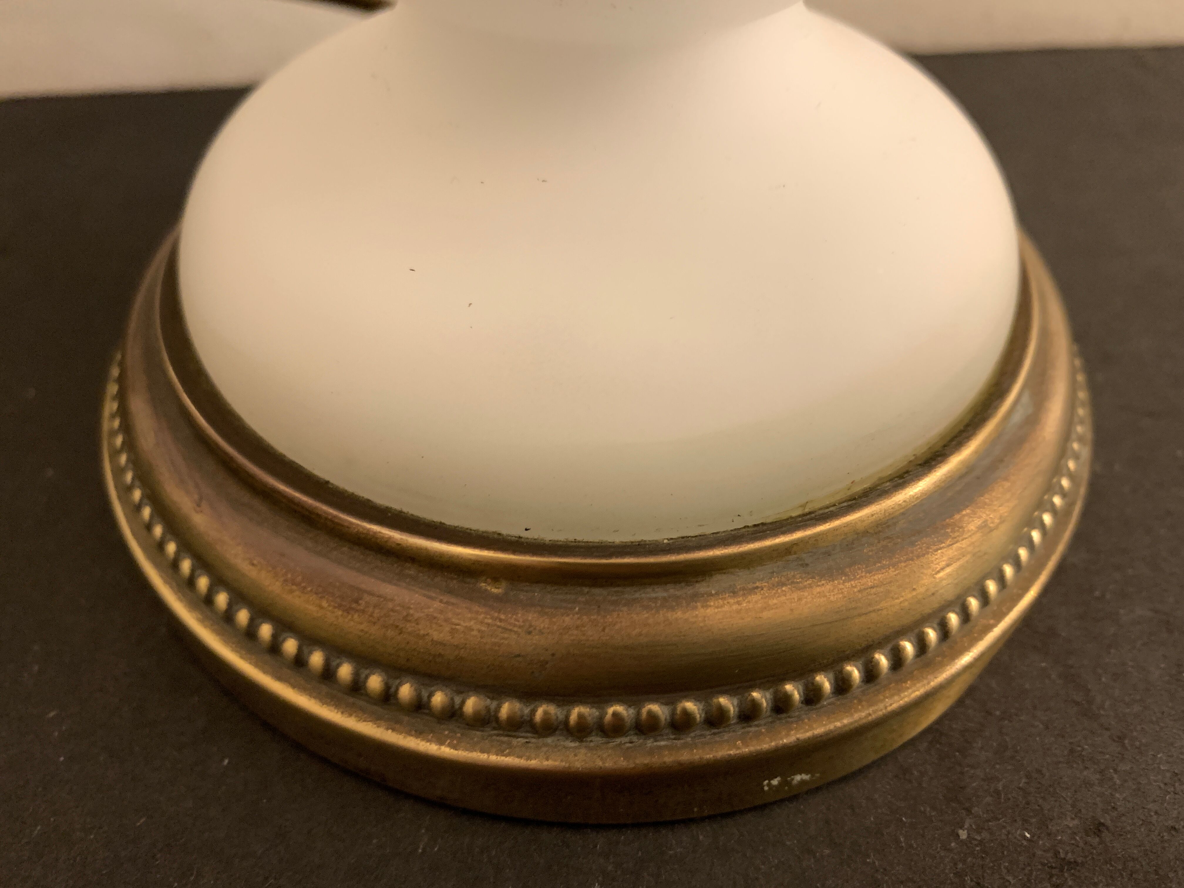 Lamp foot in Opaline de Sèvres and brass, 1950