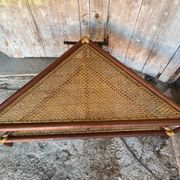 Table Basse Triangulaire Bambou Rotin + Plateaux Cannées Modèle Unique