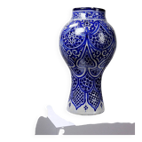 Large Moroccan vase/jar from Fès, handcrafted ceramic Khabia, 19th-20th century, cobalt.