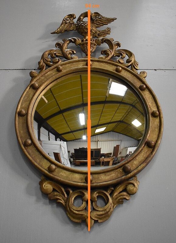 Ancient golden wood witch mirror - late 19th century