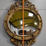 Ancient golden wood witch mirror - late 19th century