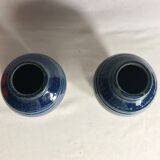Lot of 2 old vases blue ceramic 70s