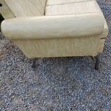 Armchairs and sofa of the 60s/70s in moleskine and chrome base on springs