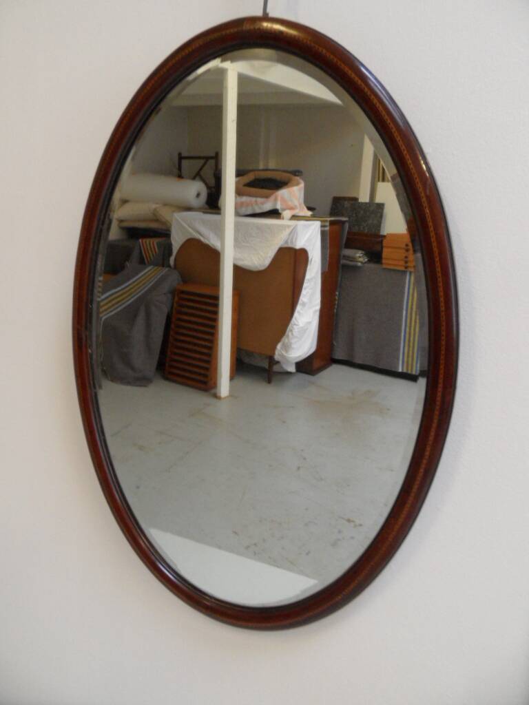 Antique mahogany oval mirror