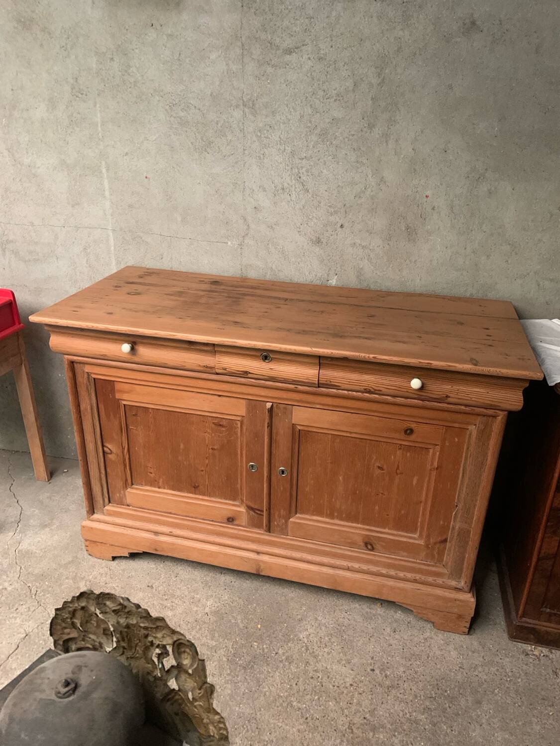 Honey-colored wood sideboard