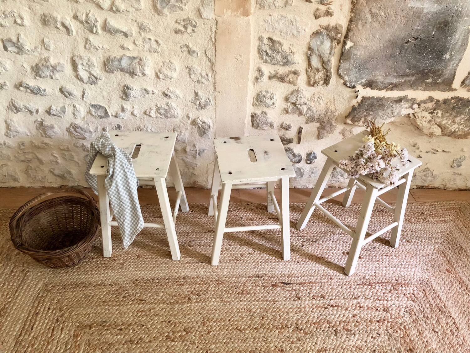 Small antique wooden stools