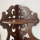 antique corner shelf in openwork wood with 3 shelves