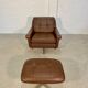 Vintage danish retro mid-century svend skipper brown leather chair & stool 60s