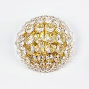 Crystal & gilt brass flush mount from palwa, germany, 1970s