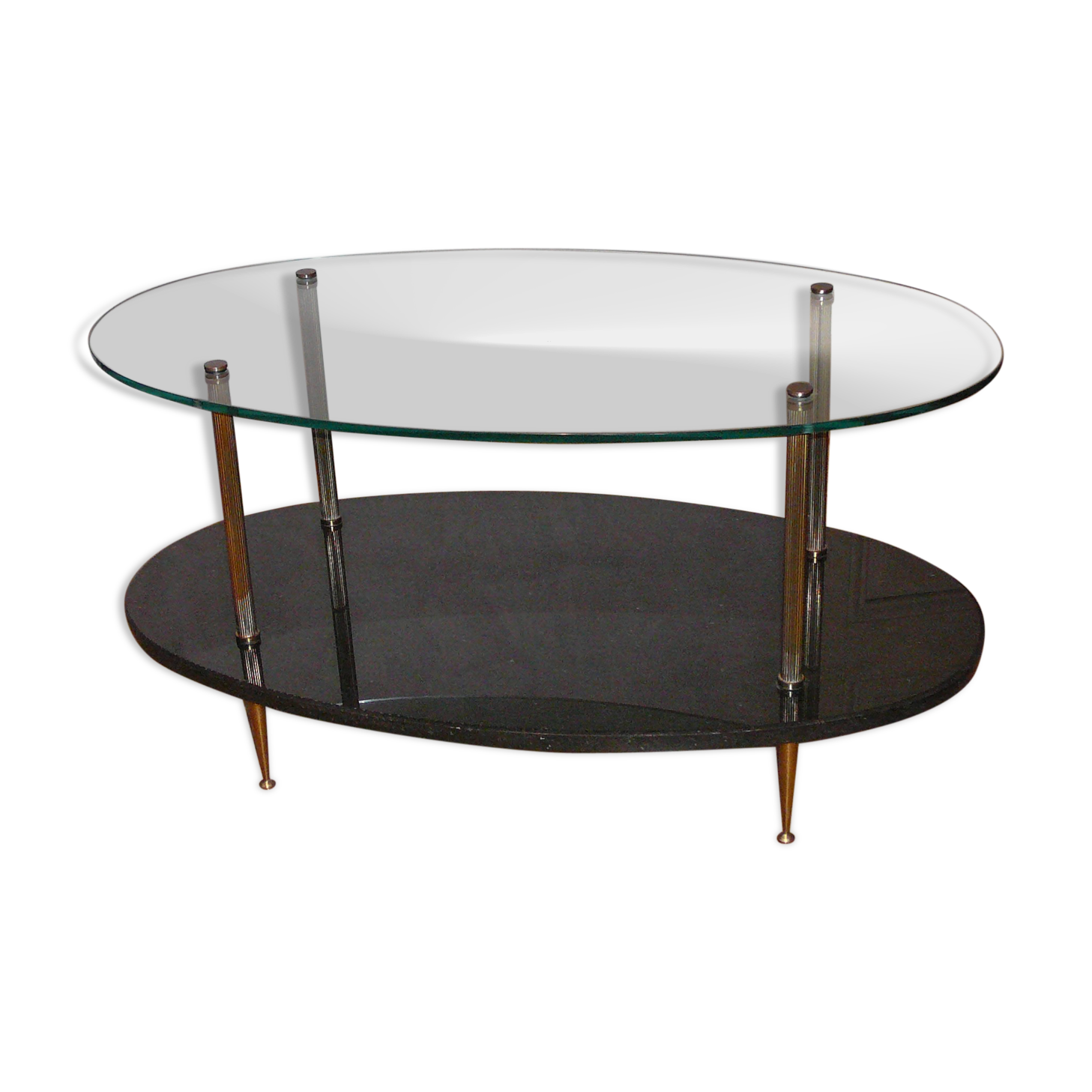 Marble and brass glass coffee table