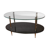Marble and brass glass coffee table