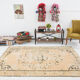 5x8 beige tones wool classic vintage rug 253x166cm