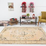 5x8 beige tones wool classic vintage rug 253x166cm