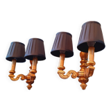 Pair of 1930s wall lights in neo-classical style gilded wood