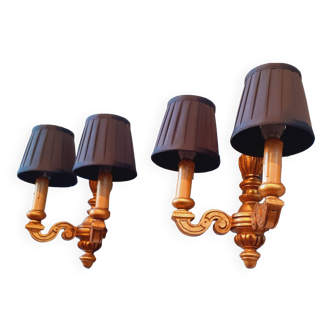 Pair of 1930s wall lights in neo-classical style gilded wood