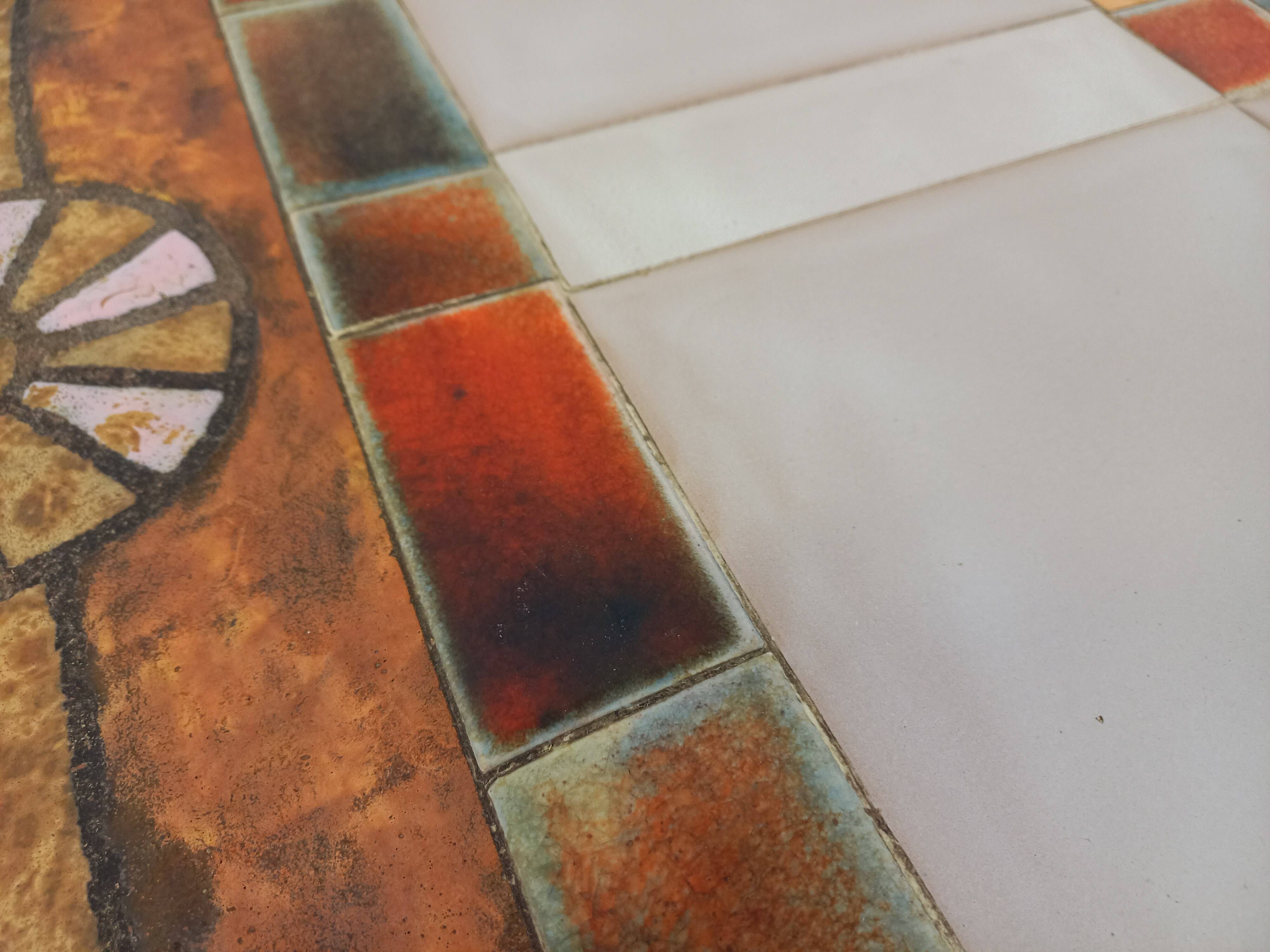 Vintage round coffee table by Jean Gregorieff for Roche Bobois from the 60s 70s in ceramic steel