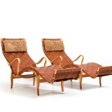 Pair of vintage Pernilla-3 Chaiselongues by Bruno Mathsson